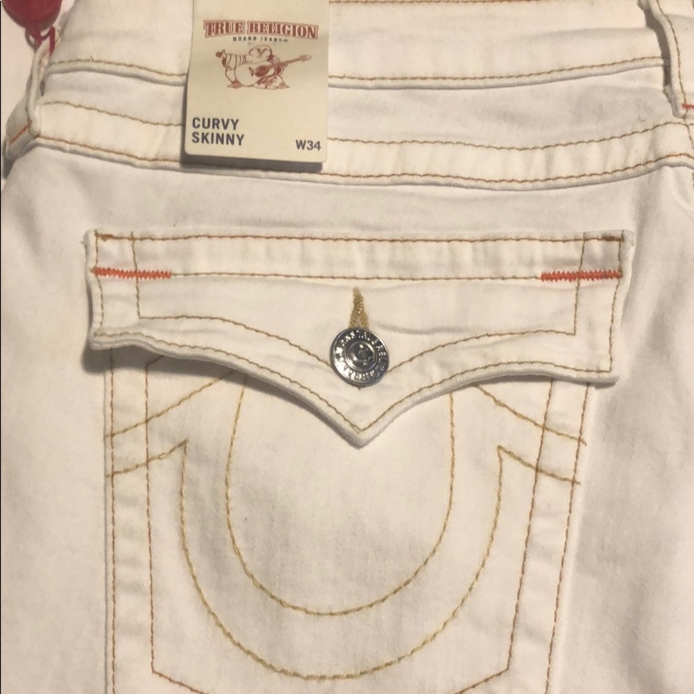 True Religion White Jeans with Flap Pockets